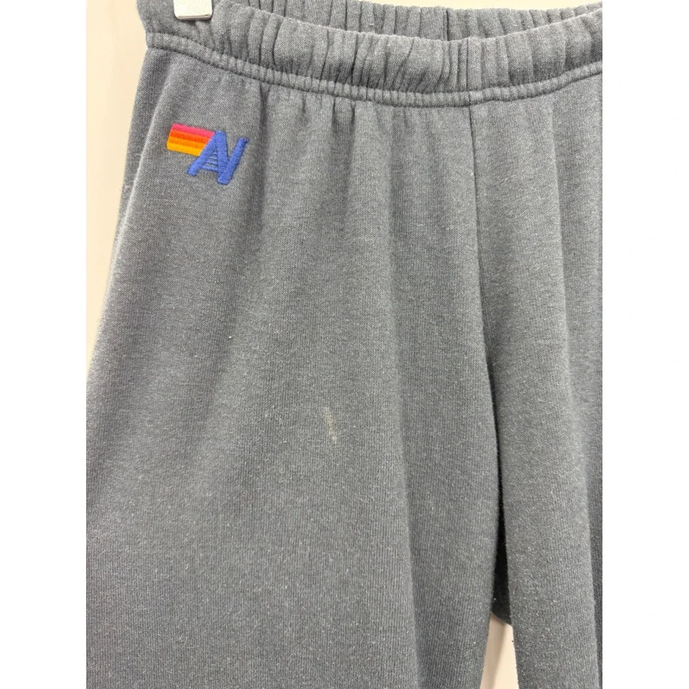 Aviator Nation Bolt Sweatpants Women Size S Charcoal Grey Rainbow Joggers
